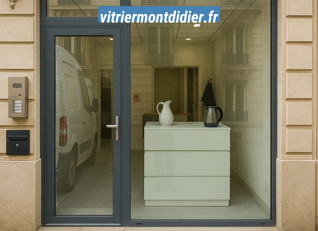 Façade vitrine de magasin en aluminium sur mesure à Montdidier